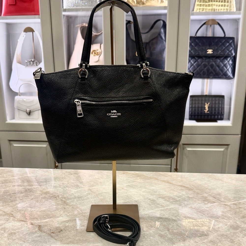 Coach Prairie Black Pebbled Leather Tote
